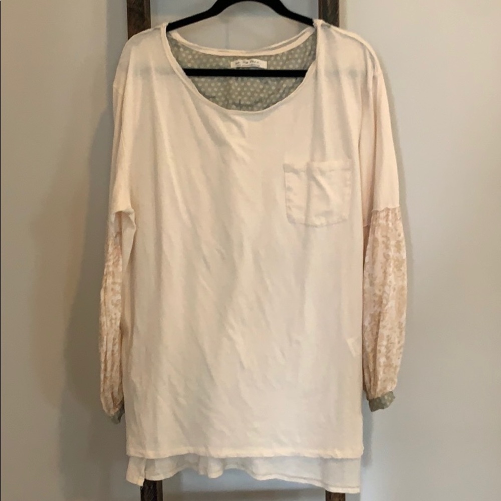 We The Free Floral Jade Balloon Sleeve Top